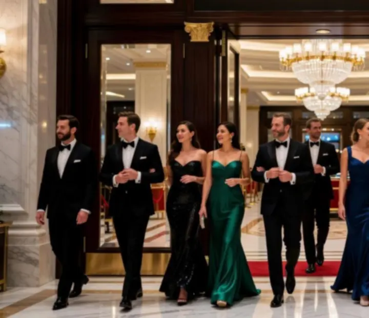Elegánsan öltözött vendégek a Jack Veerto Casino luxus környezetében